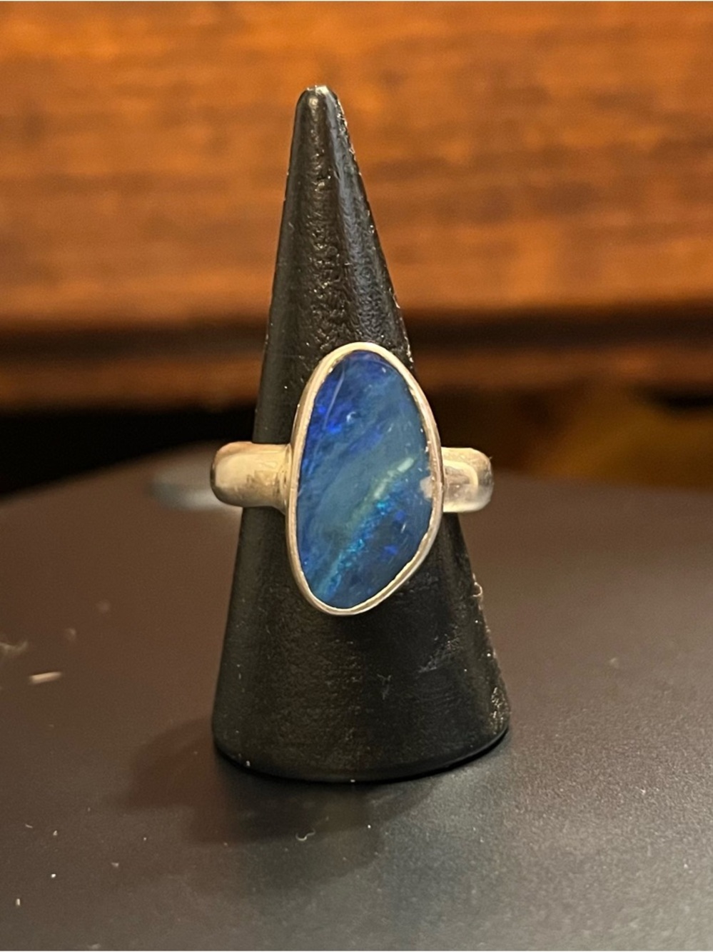Sterling Silver Blue Opal Ring, size 7 - Picture 6 of 8